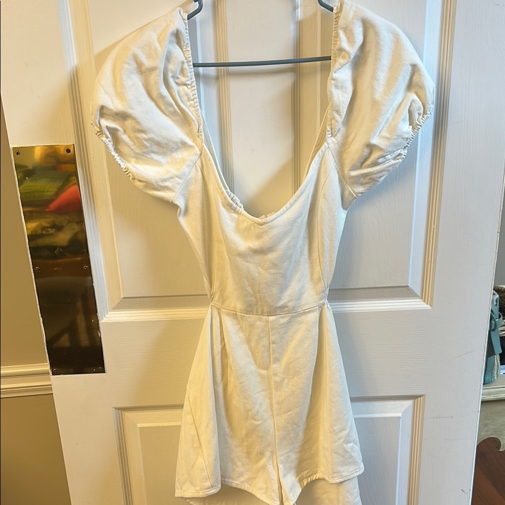 Blue Blush White Puff Sleeve Romper